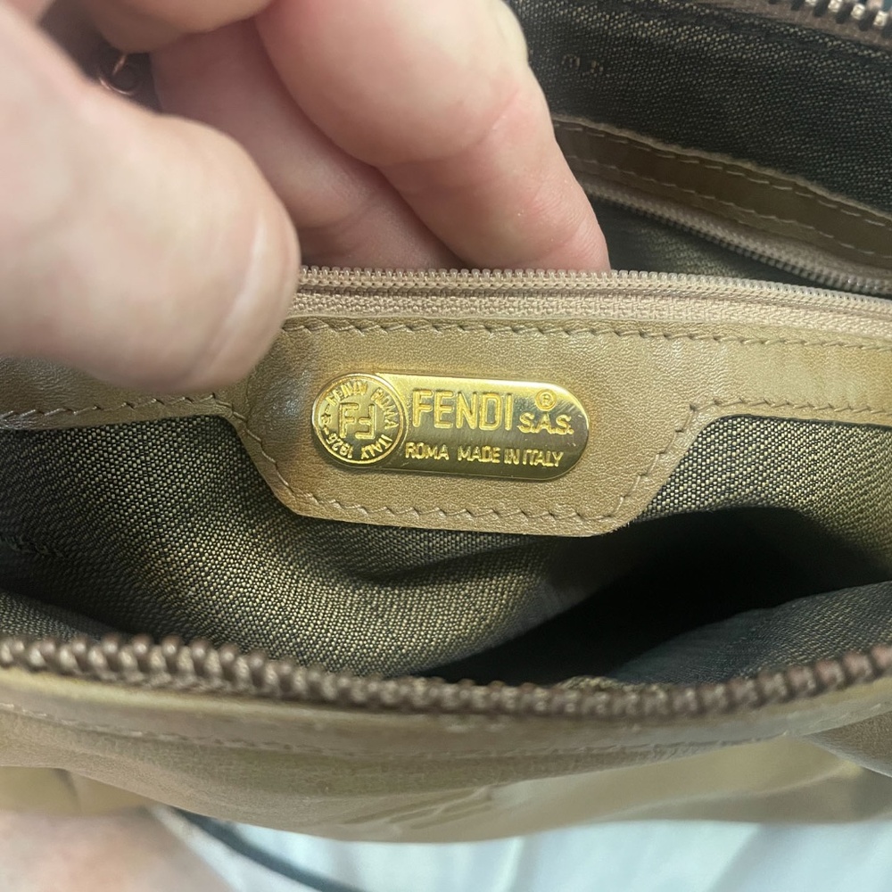 Fendi Tan/Brown Leather 2 Way Purse w/Strap,AUTHENTIC - Picture 6 of 16